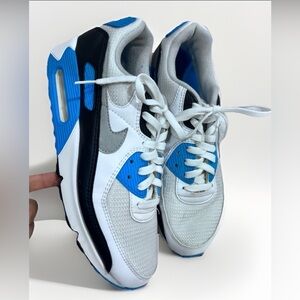 Nike Air Max 90 Laser Blue White Black Running Shoes CJ6779-100 Mens Size9.5